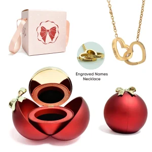 2025 New Round Eternal Rose Jewelry Box Engraved Name Necklace Birthday Anniversary Gift Mothers Day Gift Fashionable Set